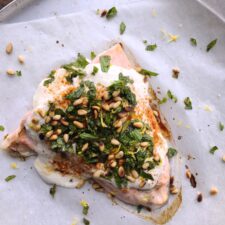Baked Salmon with Tahini Yoghurt