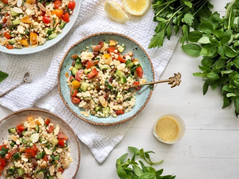 Pearl Couscous Salad with Honey Mustard Dressing Healthy Recipes by