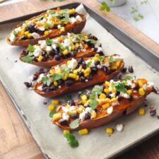 Mexican Sweet Potato Boats Topped with Feta