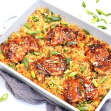 One Tray Sticky Chicken with Fried Rice